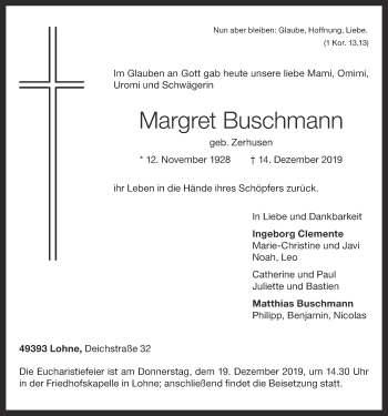 Anzeige von Margret Buschmann von OM-Medien