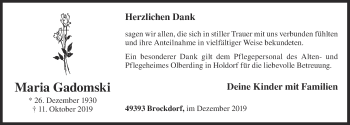 Anzeige von Maria Gadomski von OM-Medien