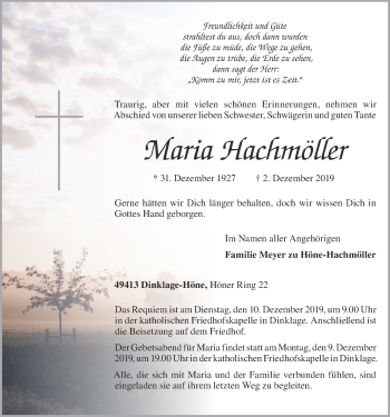 Anzeige von Maria Hachmöller von OM-Medien