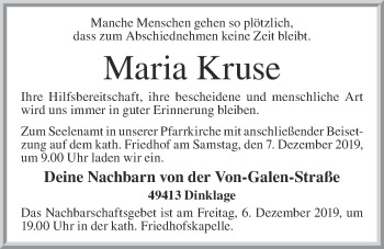 Anzeige von Maria Kruse von OM-Medien