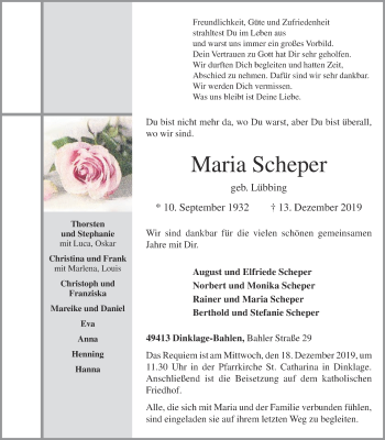 Anzeige von Maria Scheper von OM-Medien