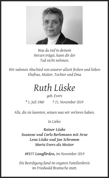 Anzeige von Ruth Lüske von OM-Medien