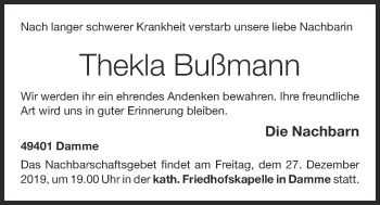 Anzeige von Thekla Bußmann von OM-Medien