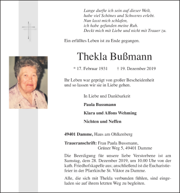 Anzeige von Thekla Bußmann von OM-Medien