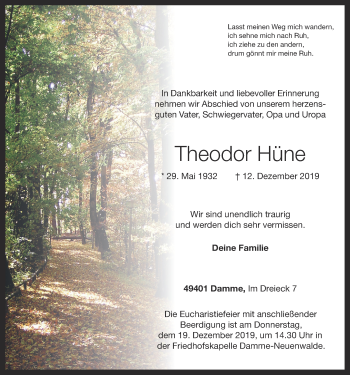 Anzeige von Theodor Hüne von OM-Medien