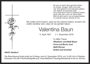 Anzeige von Valentina Baun von OM-Medien