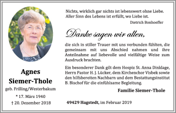Anzeige von Agnes Siemer-Thole von OM-Medien