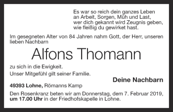 Anzeige von Alfons Thomann von OM-Medien
