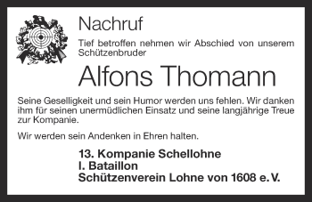 Anzeige von Alfons Thomann von OM-Medien