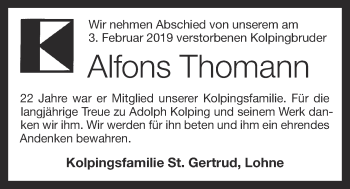 Anzeige von Alfons Thomann von OM-Medien