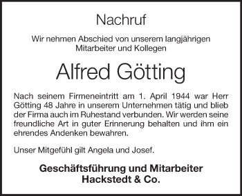 Anzeige von Alfred Götting von OM-Medien