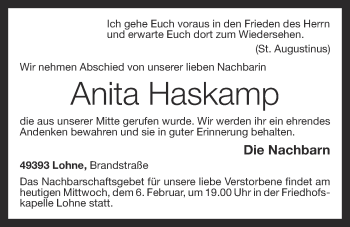 Anzeige von Anita Haskamp von OM-Medien