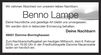 Anzeige von Benno Lampe von OM-Medien