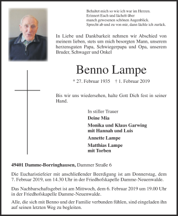 Anzeige von Benno Lampe von OM-Medien