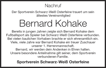Anzeige von Bernard Kohake von OM-Medien