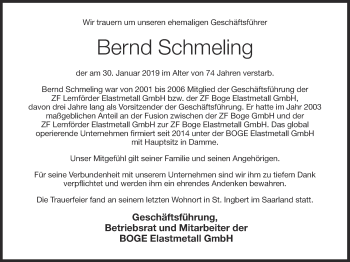 Anzeige von Bernd Schmeling von OM-Medien