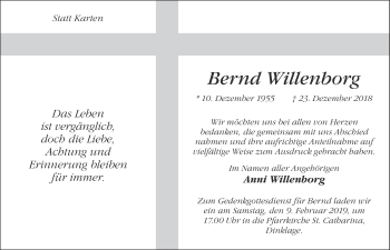 Anzeige von Bernd Willenborg von OM-Medien