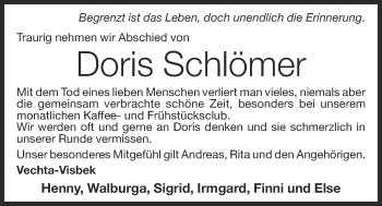 Anzeige von Doris Schlömer von OM-Medien