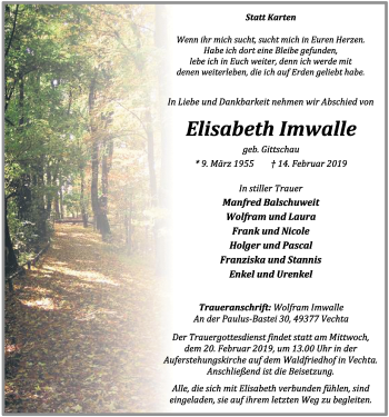 Anzeige von Elisabeth Imwalle von OM-Medien