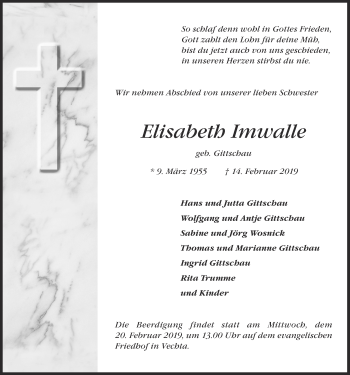 Anzeige von Elisabeth Imwalle von OM-Medien