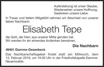 Anzeige von Elisabeth Tepe von OM-Medien