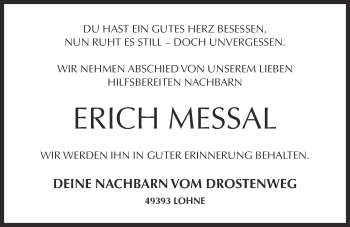 Anzeige von Erich Messal von OM-Medien