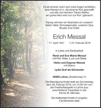Anzeige von Erich Messal von OM-Medien