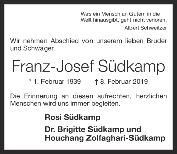 Anzeige von Franz-Josef Südkamp von OM-Medien