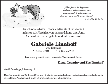 Anzeige von Gabriele Linhöff von OM-Medien