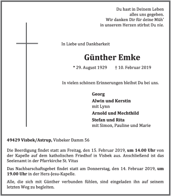 Anzeige von Günther Emke von OM-Medien