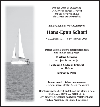 Anzeige von Hans-Egon Scharf von OM-Medien