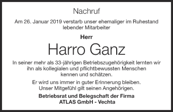 Anzeige von Harro Ganz von OM-Medien