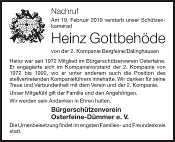 Anzeige von Heinz Gottbehöde von OM-Medien