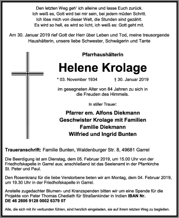 Anzeige von Helene Krolage von OM-Medien