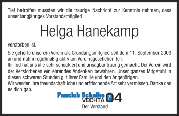 Anzeige von Helga Hanekamp von OM-Medien