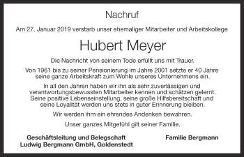 Anzeige von Hubert Meyer von OM-Medien