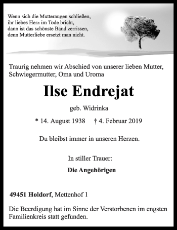 Anzeige von Ilse Endrejat von OM-Medien