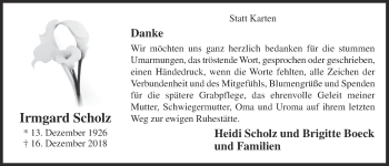 Anzeige von Irmgard Scholz von OM-Medien
