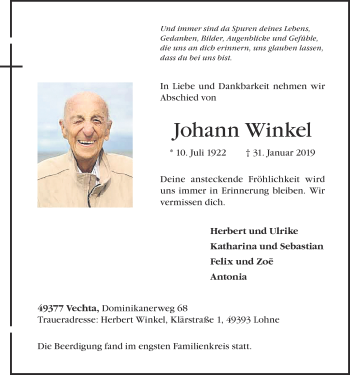 Anzeige von Johann Winkel von OM-Medien