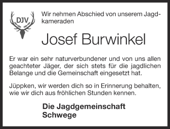 Anzeige von Josef Burwinkel von OM-Medien
