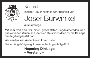 Anzeige von Josef Burwinkel von OM-Medien