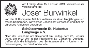 Anzeige von Josef Burwinkel von OM-Medien