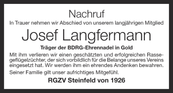 Anzeige von Josef Langfermann von OM-Medien