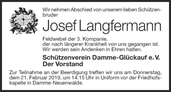 Anzeige von Josef Langfermann von OM-Medien