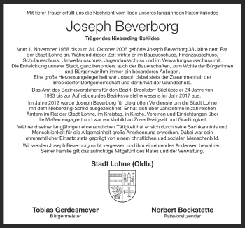 Anzeige von Joseph Beverborg von OM-Medien