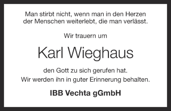 Anzeige von Karl Wieghaus von OM-Medien
