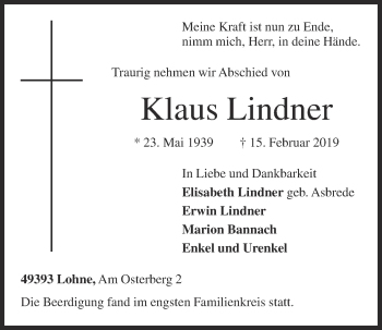 Anzeige von Klaus Lindner von OM-Medien