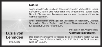 Anzeige von Luzia von Lehmden von OM-Medien