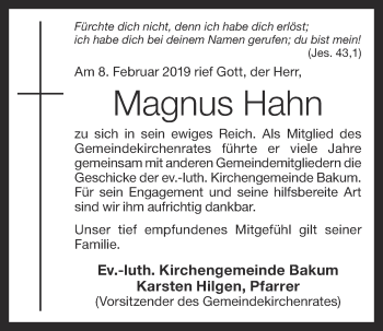 Anzeige von Magnus Hahn von OM-Medien