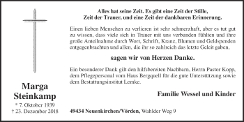 Anzeige von Marga Steinkamp von OM-Medien